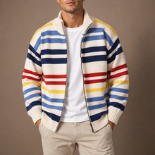 Wirasak – Strickjacke mit Bunten Streifen Und Reißverschluss – Beige