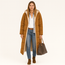 Amara | Wendbarer Wintermantel mit flauschiger Kapuze für Damen – Rostrot