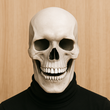 BoneReign | Realistische Totenkopfmaske mit beweglichem Kiefer – Weiß
