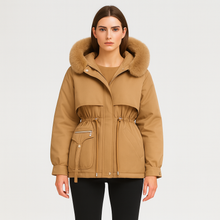 Éliane | Eleganter Winterparka aus Kunstfell – Khaki