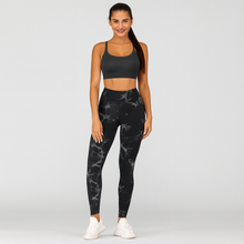 Elegante Marmor-Batik-Yoga-Leggings – Stylische und sportliche Activewear für Damen – Schwarz