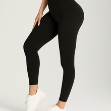 Damen Yoga Leggings mit Hohem Bund – Bauchkontrolle & Stretch Passform für Yoga & Pilates – Schwarz