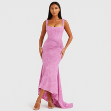 Liva – Ärmellos, gerafftes, Bodycon Abendkleid – Pink