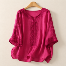 Zaanfi - Bestickte Leinen Bluse – Rosa
