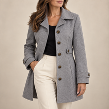 Rizzie – Langer Mantel Mit Knopfleiste Und Gekerbtem Revers – Grau
