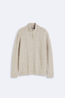 Felix | Zopfstrickpullover mit Halbreißverschluss – Warm & Stilvoll – Beige