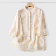 Maisie | Blumenbluse aus Premium-Materialien – Beige