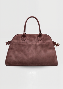 Vegane Wildleder Schultertasche Damen – Kleine Handtasche mit Magnetverschluss – Mokka
