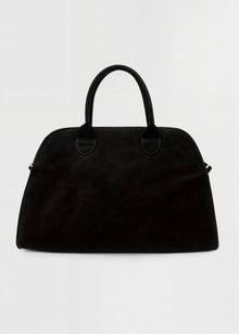 Vegane Wildleder Schultertasche Damen – Kleine Handtasche mit Magnetverschluss – Schwarz