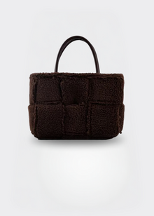 Handtasche Damen – Weiche Tasche mit Reißverschluss – Plüsch – Kaffee