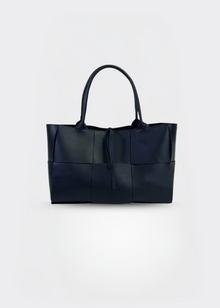 Handtasche Damen – Echt Leder Tasche – Geflochten Design – Schwarz