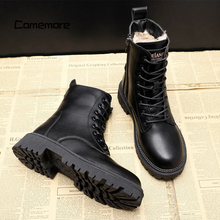 Gefütterte Damen-Winterstiefel aus schwarzem Leder für ultimativen Komfort und Wärme – Schwarz
