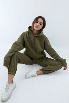 ComfyBlend™ – Hoodie & Jogginghose Set für Damen – Militärgrün