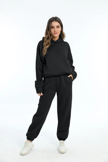 ComfyBlend™ – Hoodie & Jogginghose Set für Damen – Schwarz