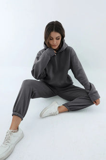 ComfyBlend™ – Hoodie & Jogginghose Set für Damen – Dunkelgrau