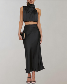 Deslie - Elegantes Maxikleid Set | Maxikleid Set | Zeitlos Sexy Kleid – Schwarz