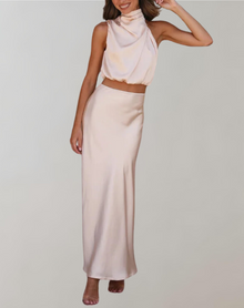 Deslie - Elegantes Maxikleid Set | Maxikleid Set | Zeitlos Sexy Kleid – Beige