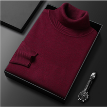 CosmoWarm™ – Premium Herren Kaschmir & Baumwoll Rollkragenpullover – Rotwein