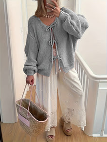 CozyChic™ – Eleganter Damen Strick Cardigan mit Kurzschnitt – Grau