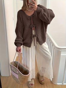 CozyChic™ – Eleganter Damen Strick Cardigan mit Kurzschnitt – Braun