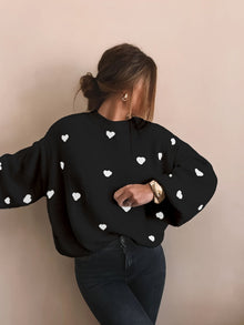 CozyHeart™ – Kuscheliger Oversized Strickpullover mit Herz Design – Schwarz