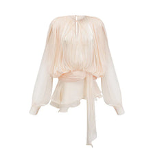 Elegantes Minikleid für den Sommer – Puffärmel & Taillengürtel, Apricot – Aprikose
