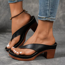 Carolin | Damen Slip On Sandalen Mit Absatz – Schwarz
