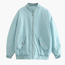 Damen Bomberjacke mit Reißverschluss und Fronttaschen – Himmelblau