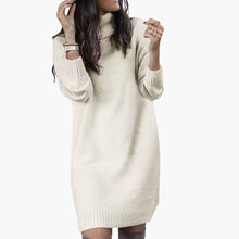 Damen Pulloverkleid mit Rollkragen – Weiß