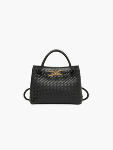 Damen Handtasche Gewebt Strukturierte Eleganz – Schwarz