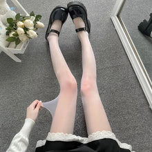 Damen Oberschenkelhohe Strumpfhose Gemustert – Weiß