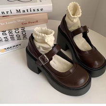 Damen Plateau Schuhe Retro Stil Hochwertiges Obermaterial Blockabsatz – Braun
