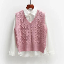 Damen Strickweste Baumwolle Ärmellose Lange Strickwesten – Rosa