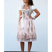 Damen Trachtenkleid Baumwolle Midi Elegant – Rosa / Grau