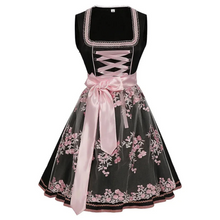 Damen Traditionelles Dirndlkleid mit Stickerei | Midi – Rosa Schwarz