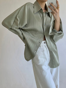 Damenbluse Baumwollmix Oversized Casual – Hellgrün