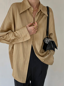 Damenbluse Baumwollmix Oversized Casual – Beige