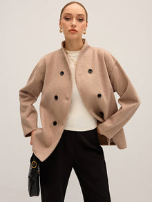 Damenjacke Baumwolle Oversized Lässig – Braun