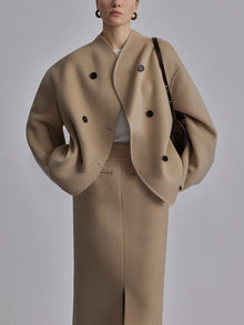 Damenjacke Baumwolle Oversized Lässig – Khaki