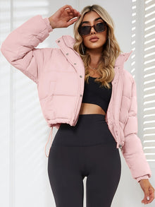 Damenjacke Übergangsjacke Polyester Kurz mit Kapuze – Rosa
