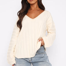 Damenpullover Baumwolle V-Ausschnitt Elegant – Aprikose