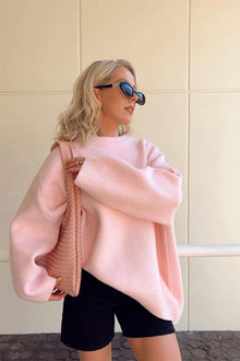 Damenpullover Oversized Weiches Material Trendy Style – Rosa