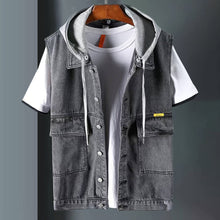 Reeves Denim Kapuzenweste – Schwarz