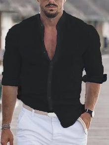 Micheal - Herren Leinenhemd – Schwarz
