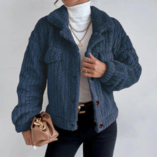 Teddyjacke | Kuschelig weich | Trendiger Oversize-Look – Marineblau