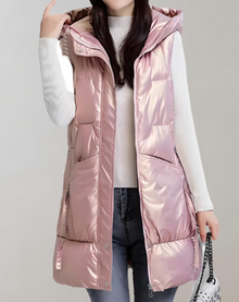 Darlene - Lange und bauschige Jacke mit – Seidiges Rosa