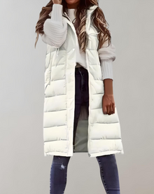 Darlene - Lange und bauschige Jacke mit – Weißes Leinen