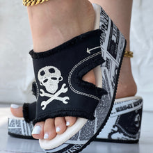DenimaWedge™ – Modische Damen Keilsandalen mit Denim Look – Schwarz