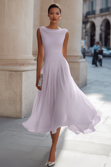 Zephira – Ärmelloses Midi-Kleid Mit Drapiertem Ausschnitt Und Falten – Lila