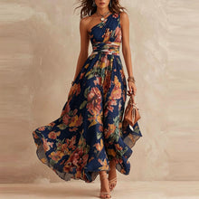 Lesena – Elegantes Maxikleid Mit Blumenmuster – Marineblau